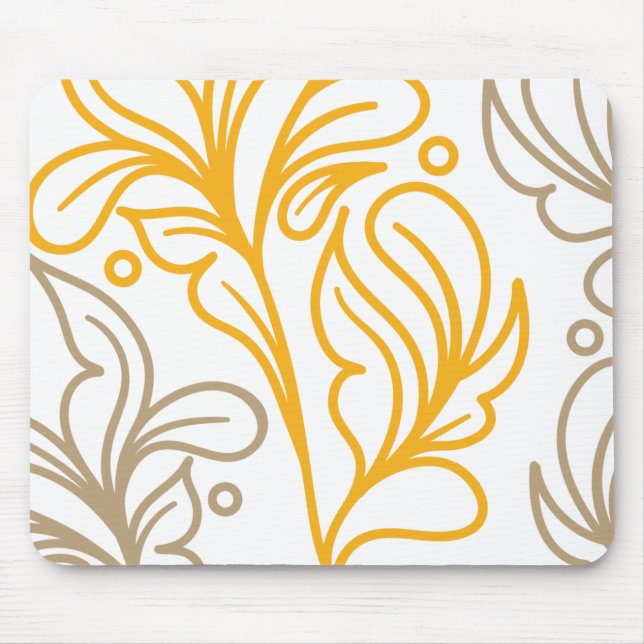 Tapis De Souris Design en feuille Boho d'or (Devant)