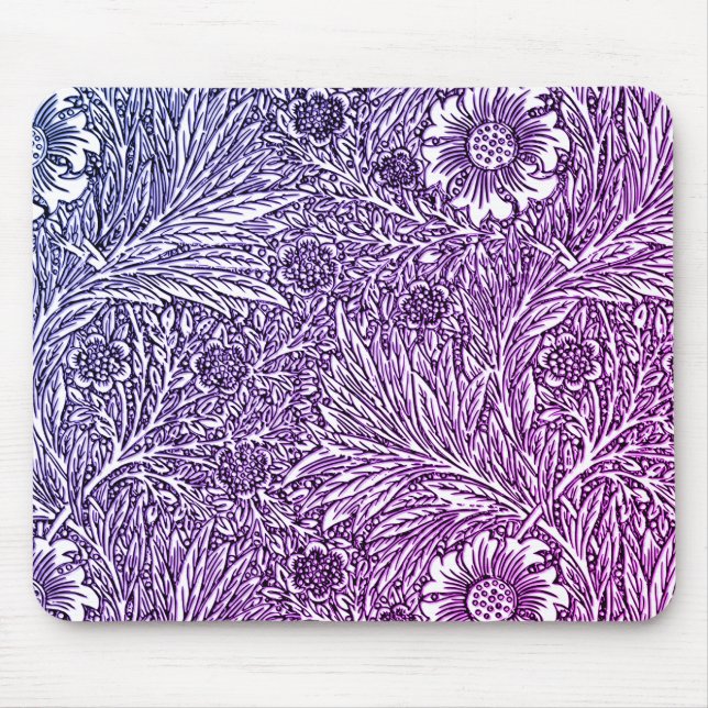 Tapis De Souris Design floral complexe dans les tons violets et bl (Devant)