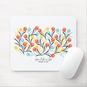 Tapis De Souris Design floral Motif de Tulipe en blanc