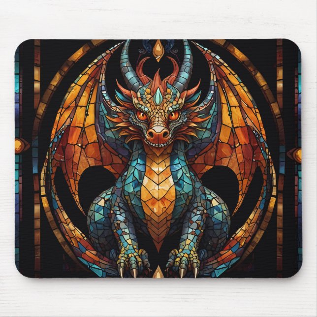 Tapis De Souris Design Mosaïque en verre de dragon mignon (Devant)