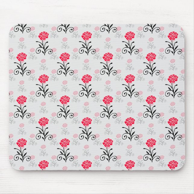 Tapis De Souris Design Motif de l'étalage de fleurs de rose rouge (Devant)