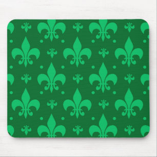 Tapis De Souris Design Motif Fleur de lis vert