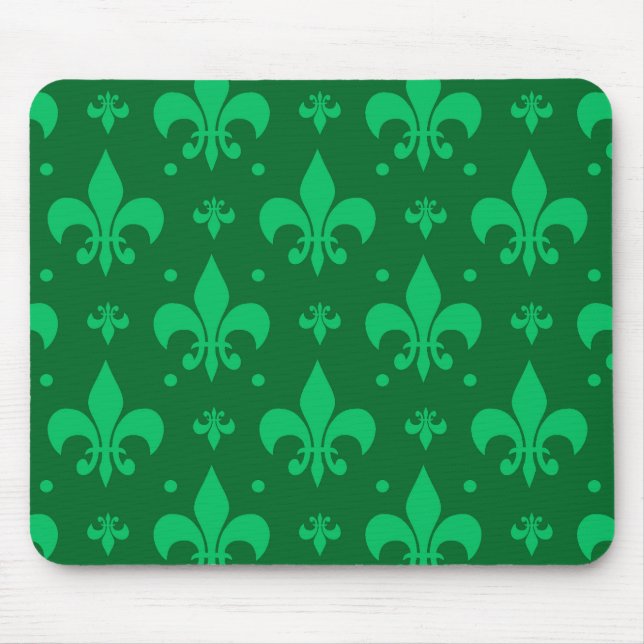 Tapis De Souris Design Motif Fleur de lis vert (Devant)
