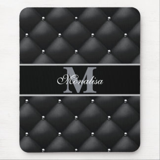 Tapis De Souris design noir luxueux monogrammé personnalisé