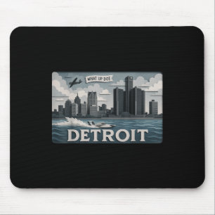 Tapis De Souris Design Skyline Détroit Avec What Up Doe’