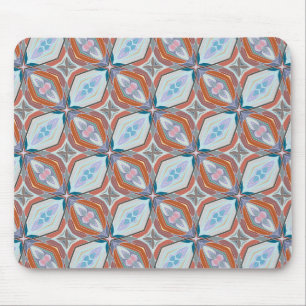 Tapis De Souris Design unique en rouille, sarcelle, bleu clair et