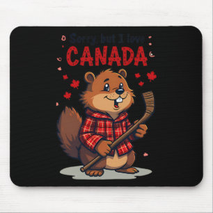 Tapis De Souris Désolé mais j'aime Canada drôle castor hockey feui