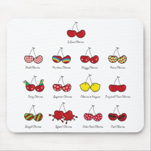 Tapis De Souris Dessin amusant Comique drôle Cheeky Red Cherries C
