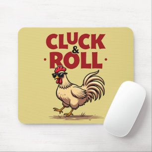 Tapis De Souris Dessin animé de coq cool "Cluck & Roll" drôle