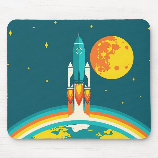Tapis De Souris Dessin animé de fusée spatiale mignonne (Devant)