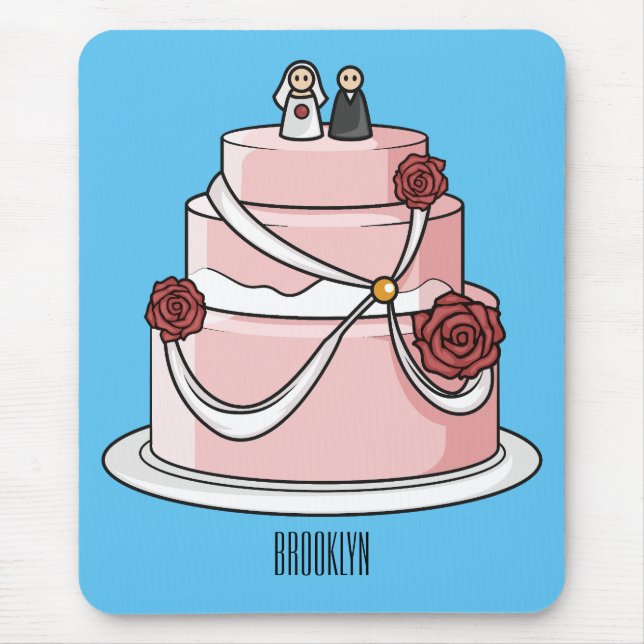 Tapis De Souris dessin animé de gâteau mariage (Devant)