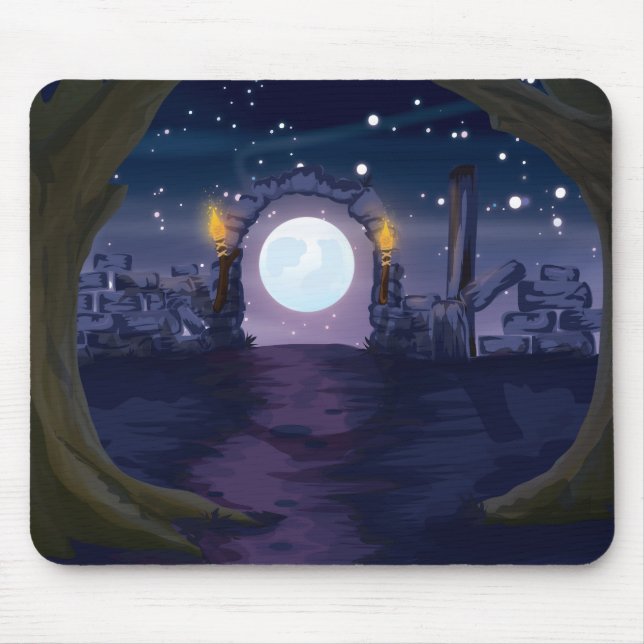 Tapis De Souris dessin animé de maison hantée (Devant)