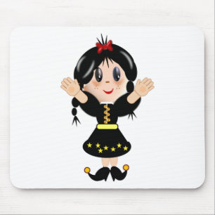 Tapis De Souris Dessin animé de petite fille mignonne et heureuse