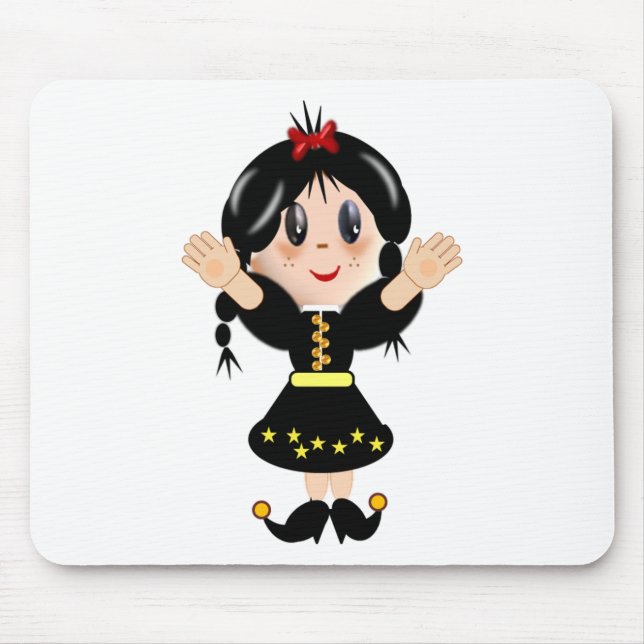 Tapis De Souris Dessin animé de petite fille mignonne et heureuse (Devant)