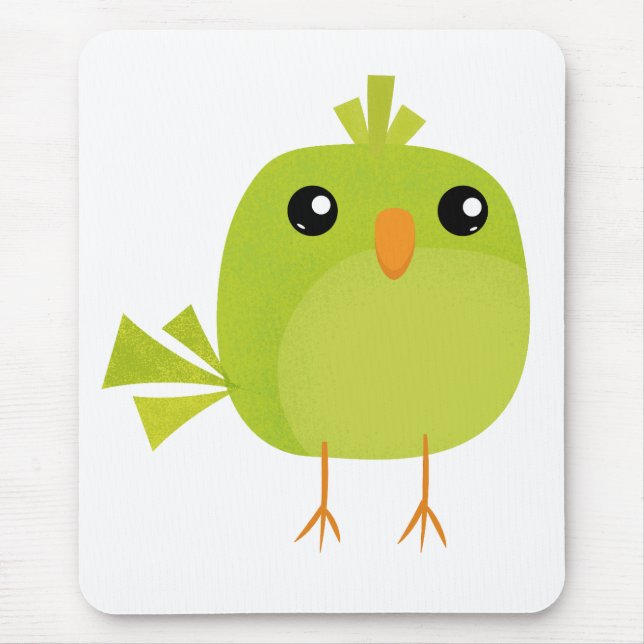 Tapis De Souris Dessin animé d'oiseau vert  (Devant)
