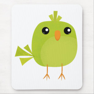 Tapis De Souris Dessin animé d'oiseau vert mignon