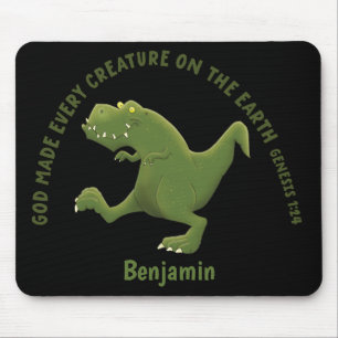 Tapis De Souris Dessin animé drôle de T rex Dieu a créé chaque cré