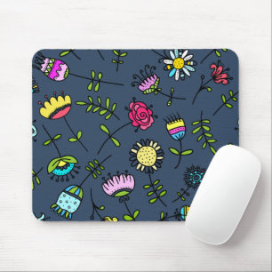 Tapis De Souris Dessin artistique de motif floral fantaisiste