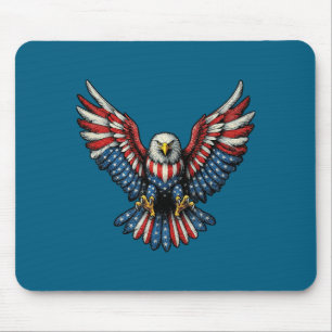 Tapis De Souris Dessin artistique patriotique aigle américain drap