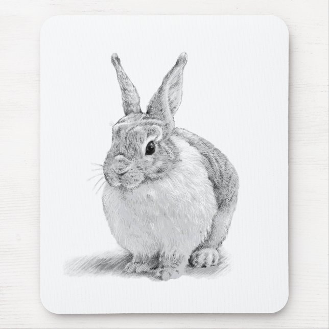 Tapis De Souris Dessin au crayon de lapin mignon (Devant)