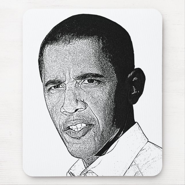 Tapis De Souris Dessin au crayon d'Obama (Devant)