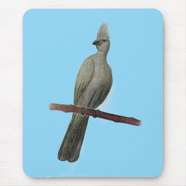 Tapis De Souris Dessin au crayon d'oiseau gris (Devant)