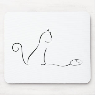 Tapis De Souris Dessin Au Trait Chat Avec La Souris