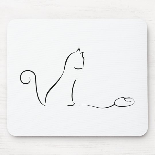 Tapis De Souris Dessin Au Trait Chat Avec La Souris Zazzle Fr