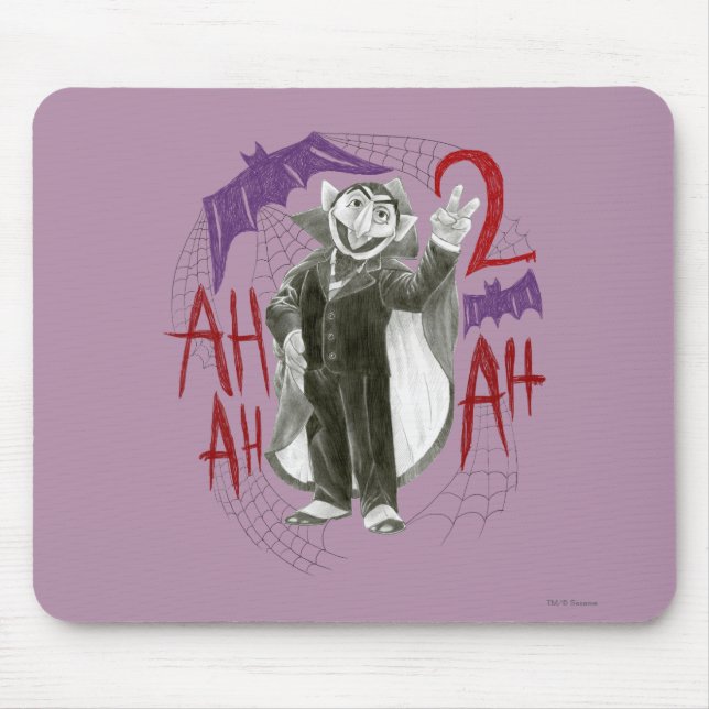 Tapis De Souris Dessin au trait noir et blanc du comte von Count (Devant)