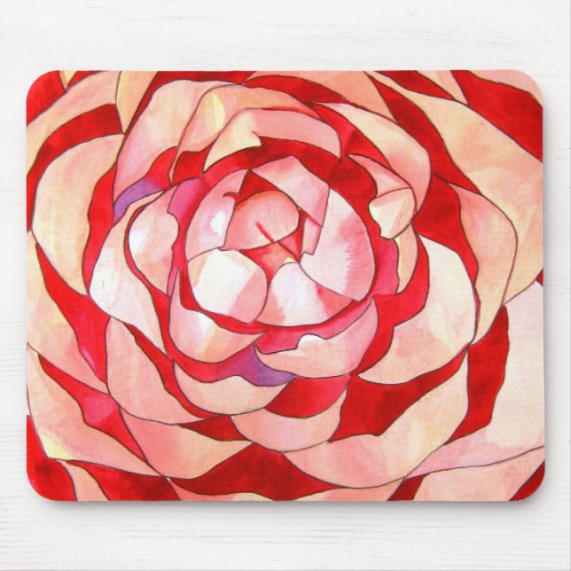 Tapis De Souris dessin d'art de fleur de camélia rose (Devant)