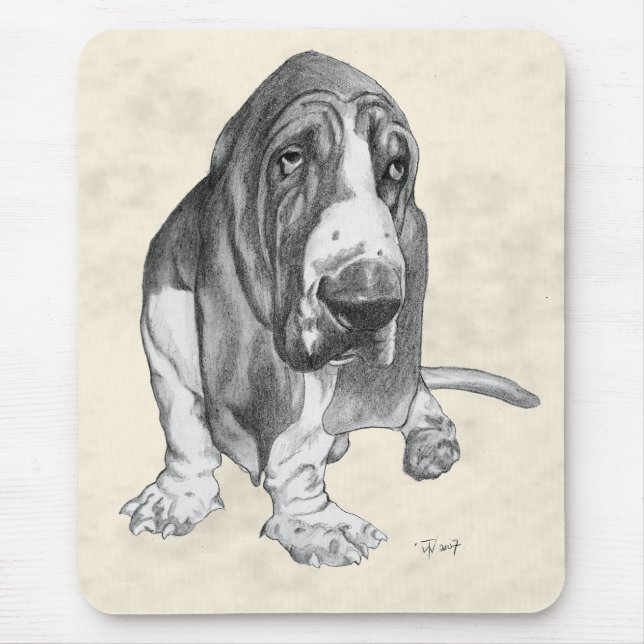 Tapis De Souris Dessin de Basset Hound (Devant)