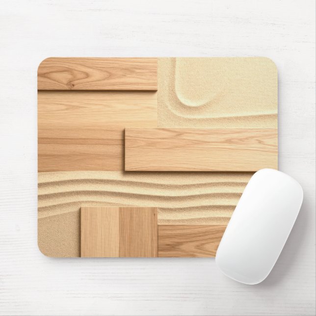 Tapis De Souris Dessin de bois géométrique sur sable (Avec souris)