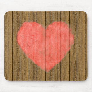 Tapis De Souris Dessin de coeur dans le mur en bois