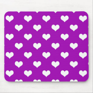 Tapis De Souris Dessin de coeurs adorables violets et blancs