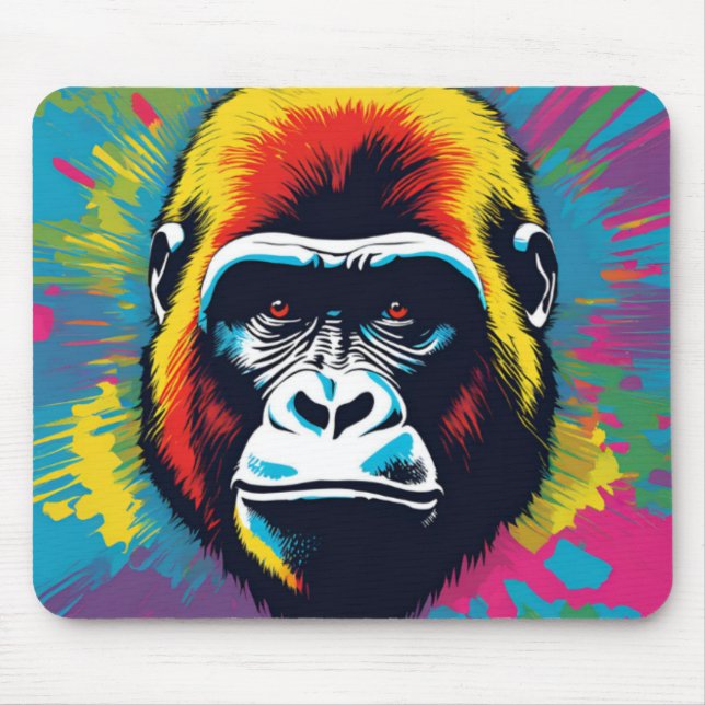 Tapis De Souris Dessin de dessin de peinture Gorilla Pop (Devant)