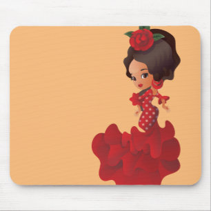 Tapis De Souris Dessin de Flamenco chibi kawaii fille
