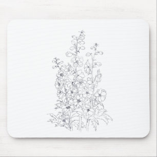 Tapis De Souris dessin de fleur de larkspur de delphinium