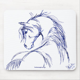 Tapis De Souris Dessin de la tête d'un cheval d'art