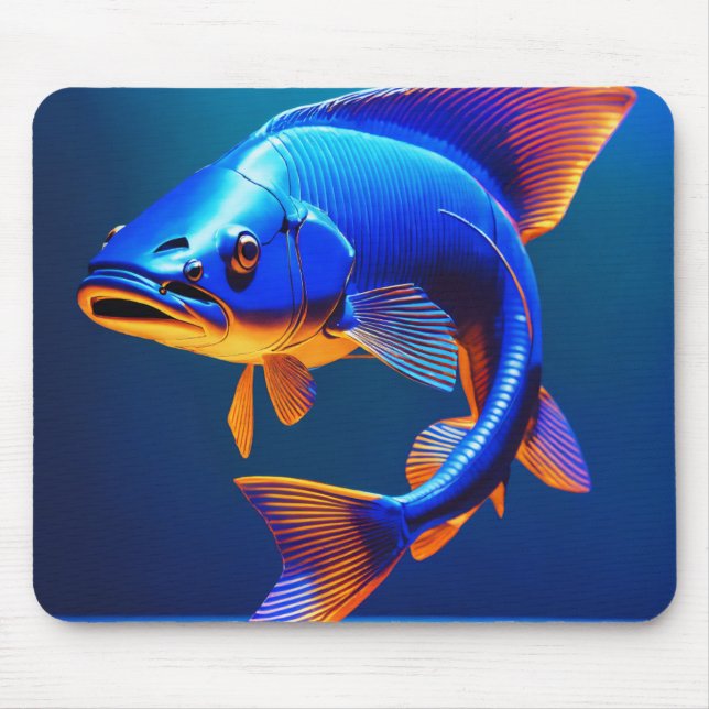 Tapis de souris | Dessin de logo de poisson bleu | (Devant)