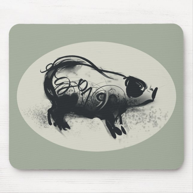 Tapis De Souris Dessin de porc original avec Mousepad 2019 (Devant)