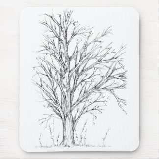 Tapis De Souris Dessin d'encre noire de l'hiver