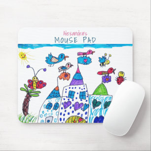 Tapis De Souris Dessin d'enfant, château coloré mignon