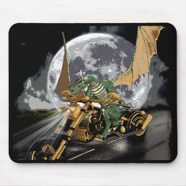 Tapis De Souris Dessin Dragon et Imaginaire Lune (Devant)