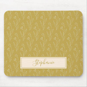 Tapis De Souris Dessin floral jaune élégant personnalisé