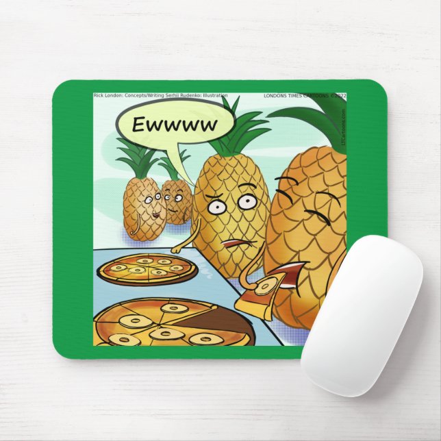 Tapis De Souris Dessin humoristique LTCartoons Pizza à l'ananas  (Avec souris)