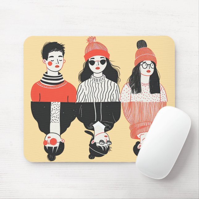 Tapis De Souris Dessin moderne simple des jeunes cool (Avec souris)