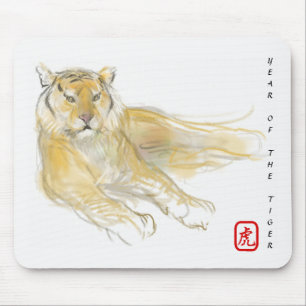 Tapis De Souris Dessin original Tigre chinois Année Anniversaire M