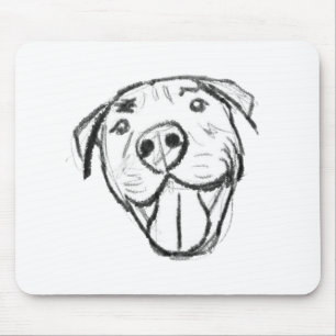 Tapis De Souris dessin pitbull simple amoureux des chiens noir bla