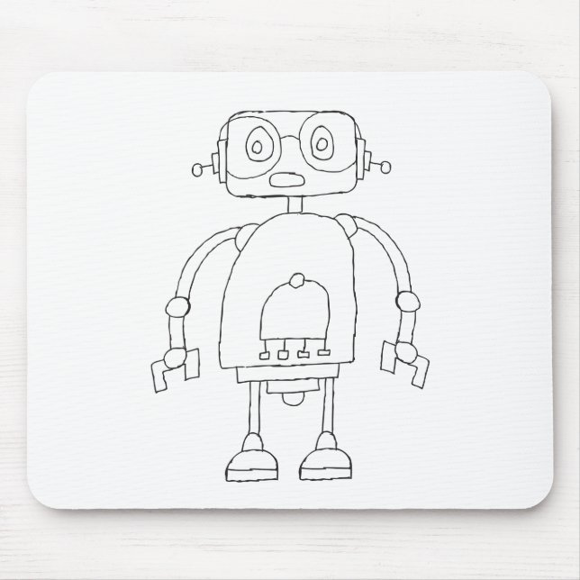 Tapis De Souris Dessin Robot Simple Smart Dessin (Devant)