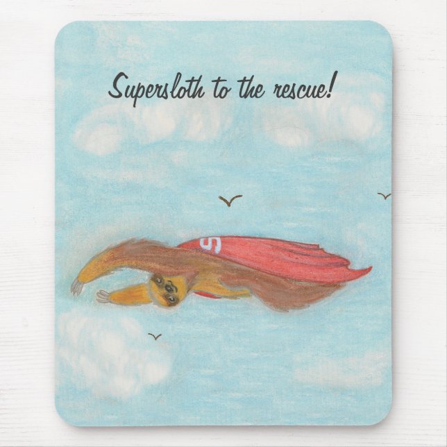 Tapis De Souris Dessin volant Supersloth.  Mousepad. (Devant)